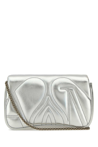 Alexander Mcqueen Women Silver Leather Mini Seal Clutch by Luosophy