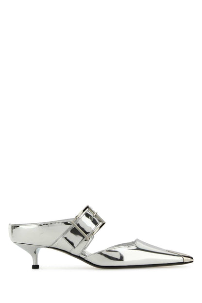 Alexander Mcqueen Women Silver Leather Punk Pumps by Luosophy