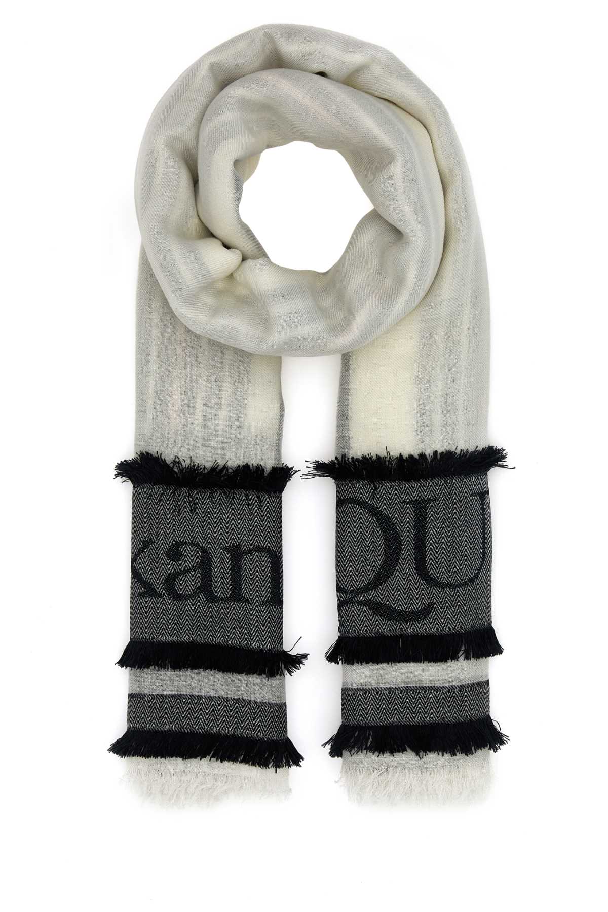 Alexander Mcqueen Women Ivory Wool Blend Foulard by Luosophy