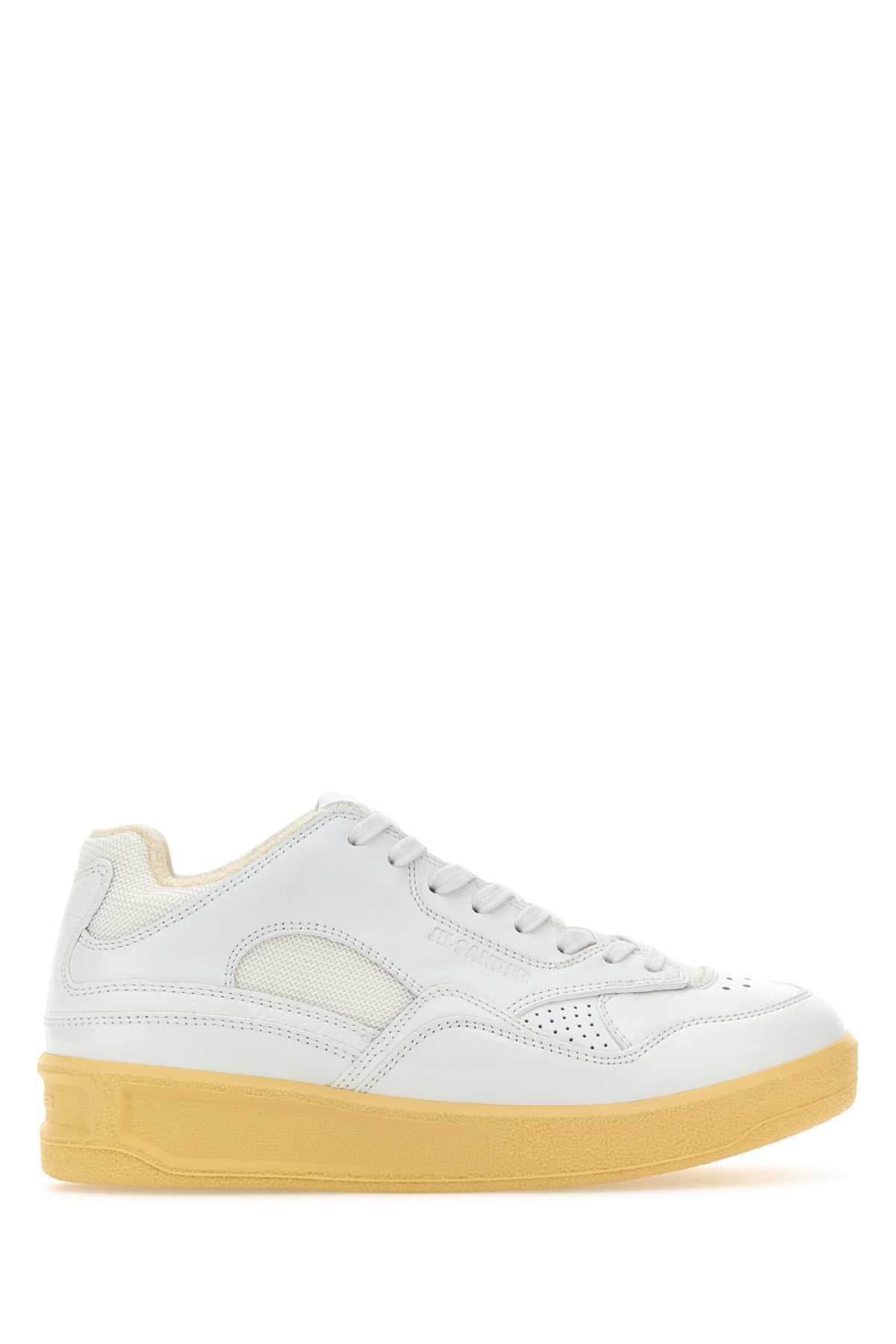 Jil Sander Women White Leather And Fabric Basket Sneakers by Luosophy