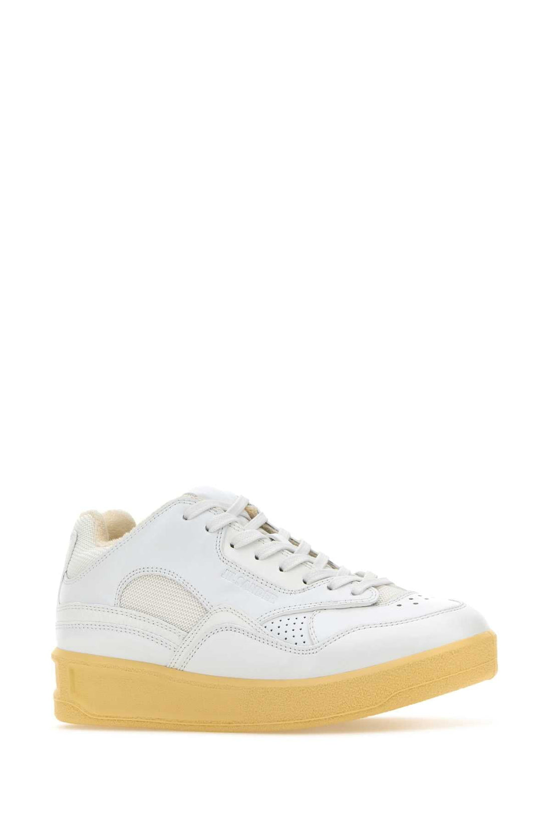 Jil Sander Women White Leather And Fabric Basket Sneakers by Luosophy