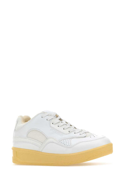 Jil Sander Women White Leather And Fabric Basket Sneakers by Luosophy