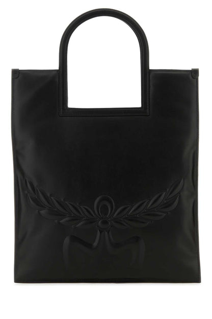 Mcm Women Black Nappa Leather Aren Shopping Bag by Luosophy
