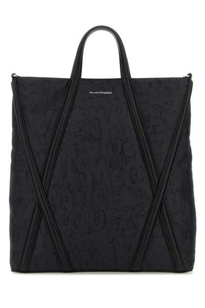 Alexander Mcqueen Men Black Nylon The Harness Shopping Bag by Luosophy