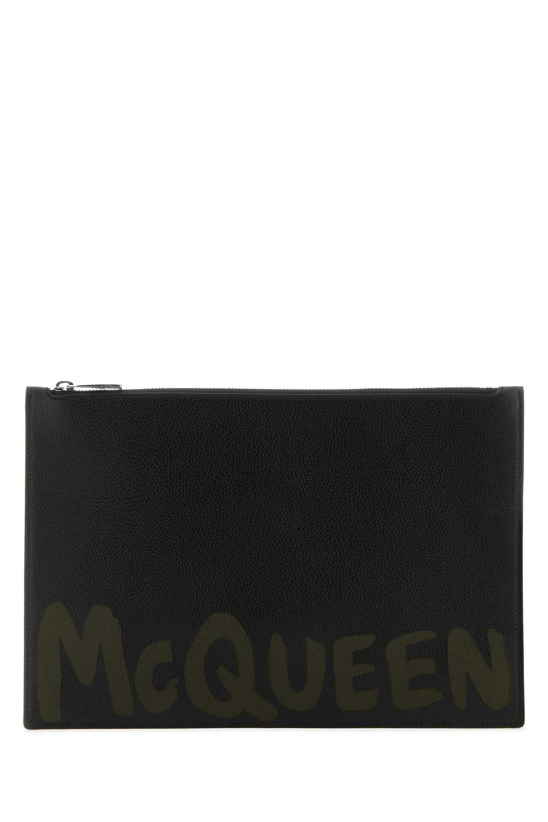 Alexander Mcqueen Men Black Leather Clutch by Luosophy