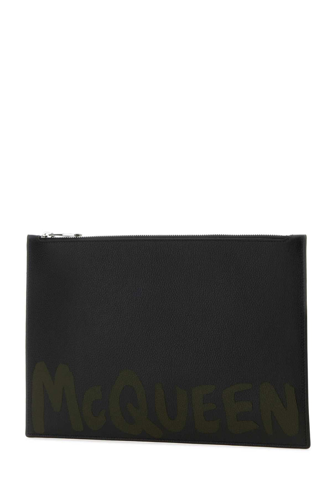 Alexander Mcqueen Men Black Leather Clutch by Luosophy