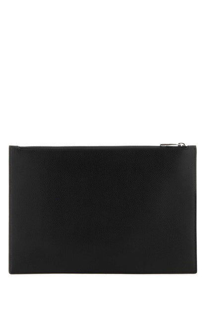 Alexander Mcqueen Men Black Leather Clutch by Luosophy