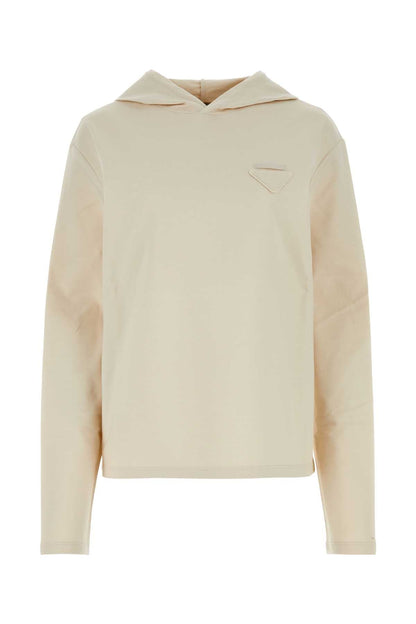 Prada Women Sand Stretch Cotton Oversize Sweatshirt