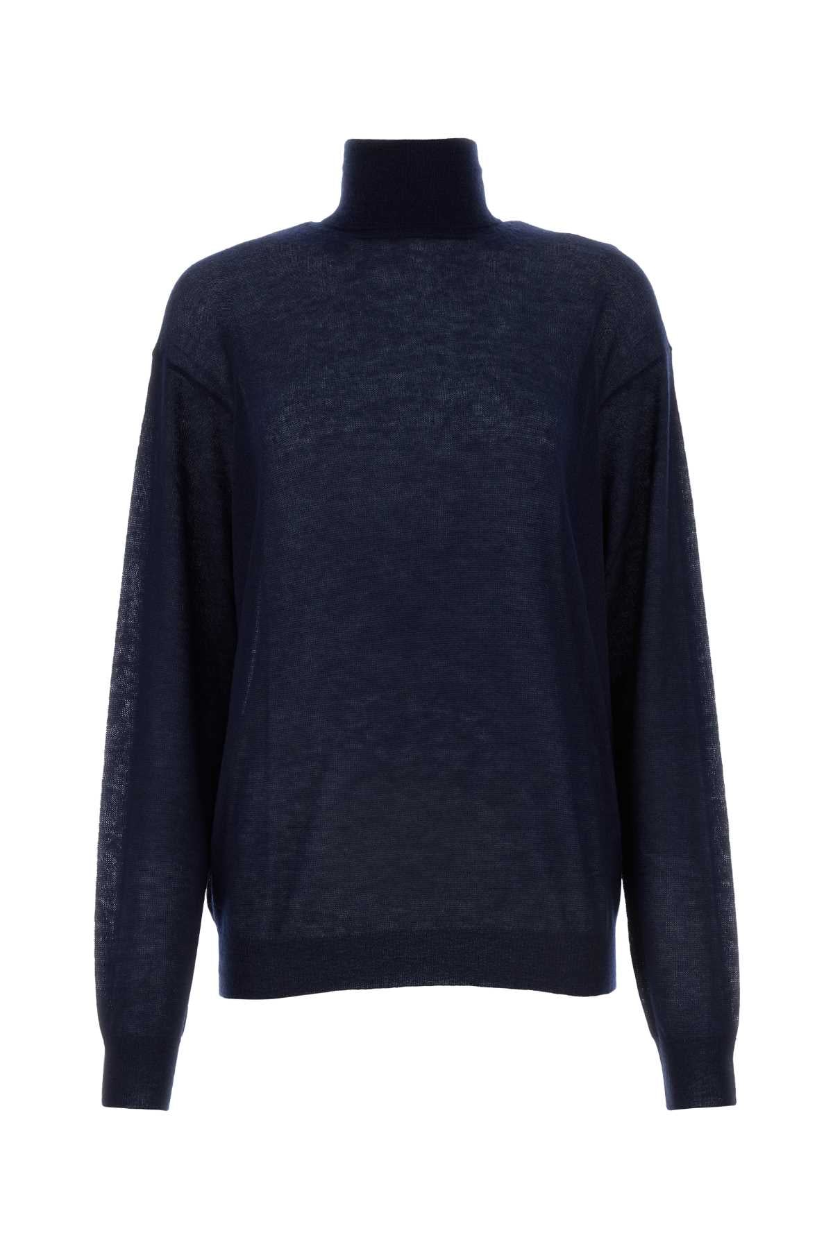 Prada Women Navy Blue Cashmere See-Through Sweater by Luosophy