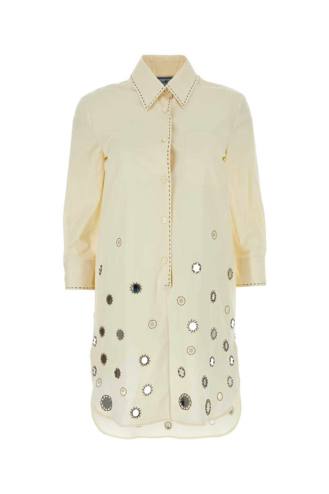Prada Women Sand Cotton Shirt Dress by Luosophy