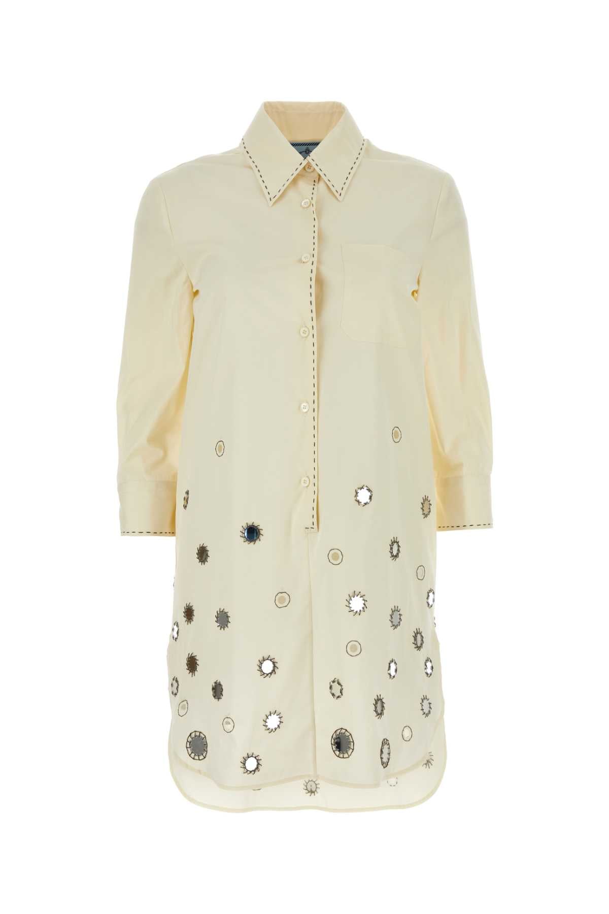 Prada Women Sand Cotton Shirt Dress by Luosophy