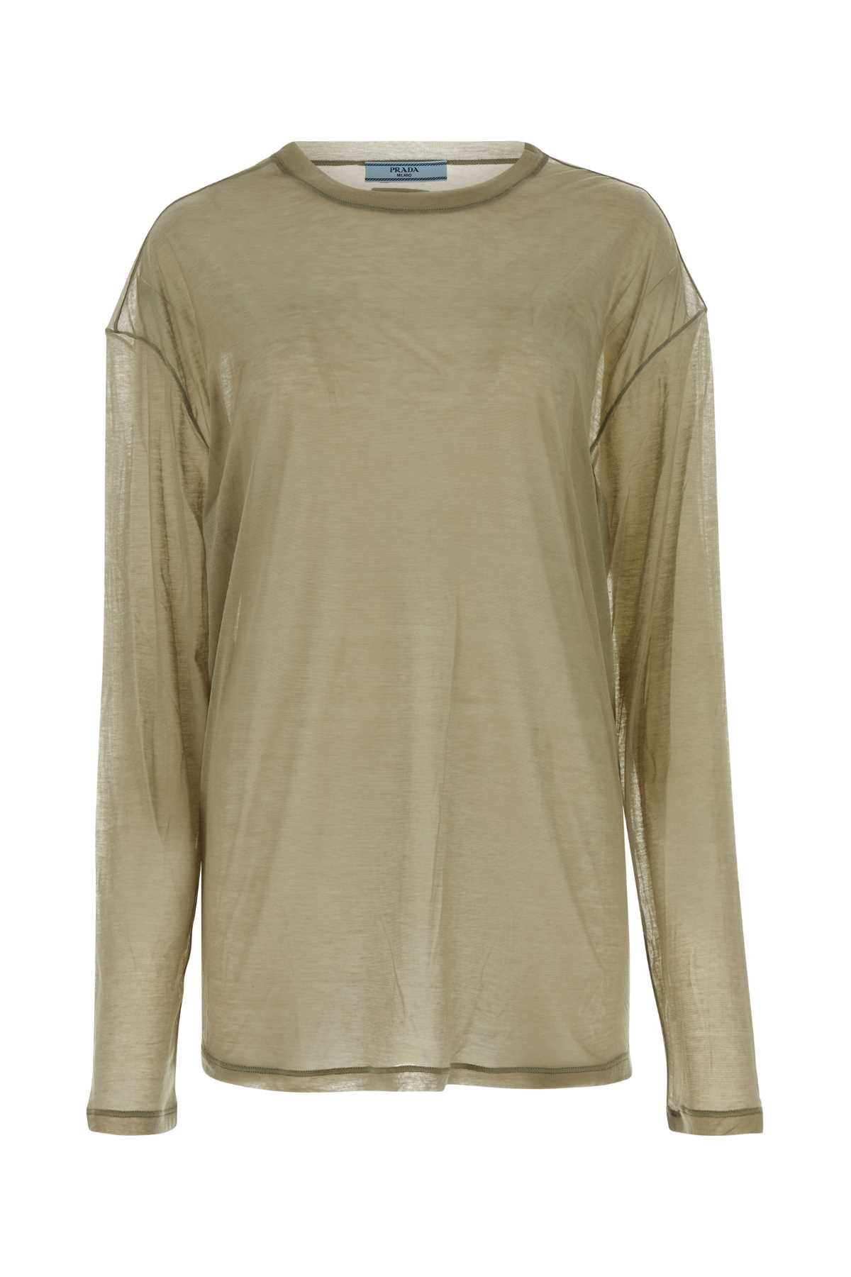 Prada Women Khaki Lyocell Blend Oversize T-Shirt by Luosophy