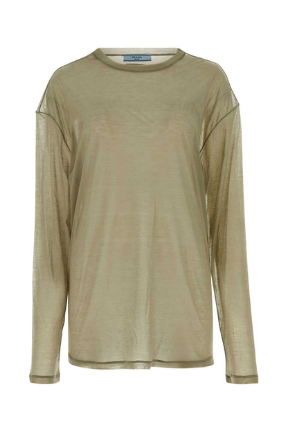 Prada Women Khaki Lyocell Blend Oversize T-Shirt by Luosophy