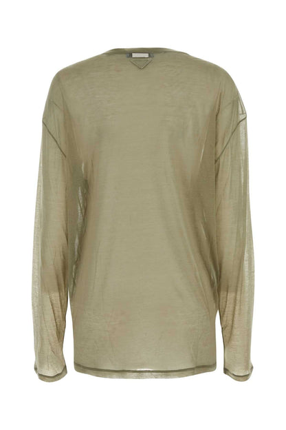 Prada Women Khaki Lyocell Blend Oversize T-Shirt by Luosophy