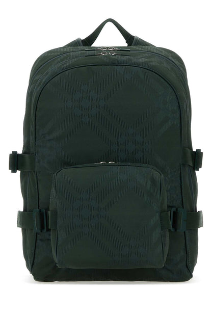 Burberry Men Bottle Green Nylon Blend Check Backpack by Luosophy