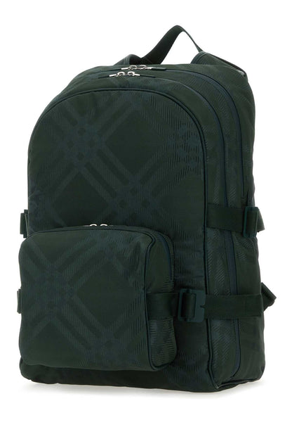 Burberry Men Bottle Green Nylon Blend Check Backpack by Luosophy
