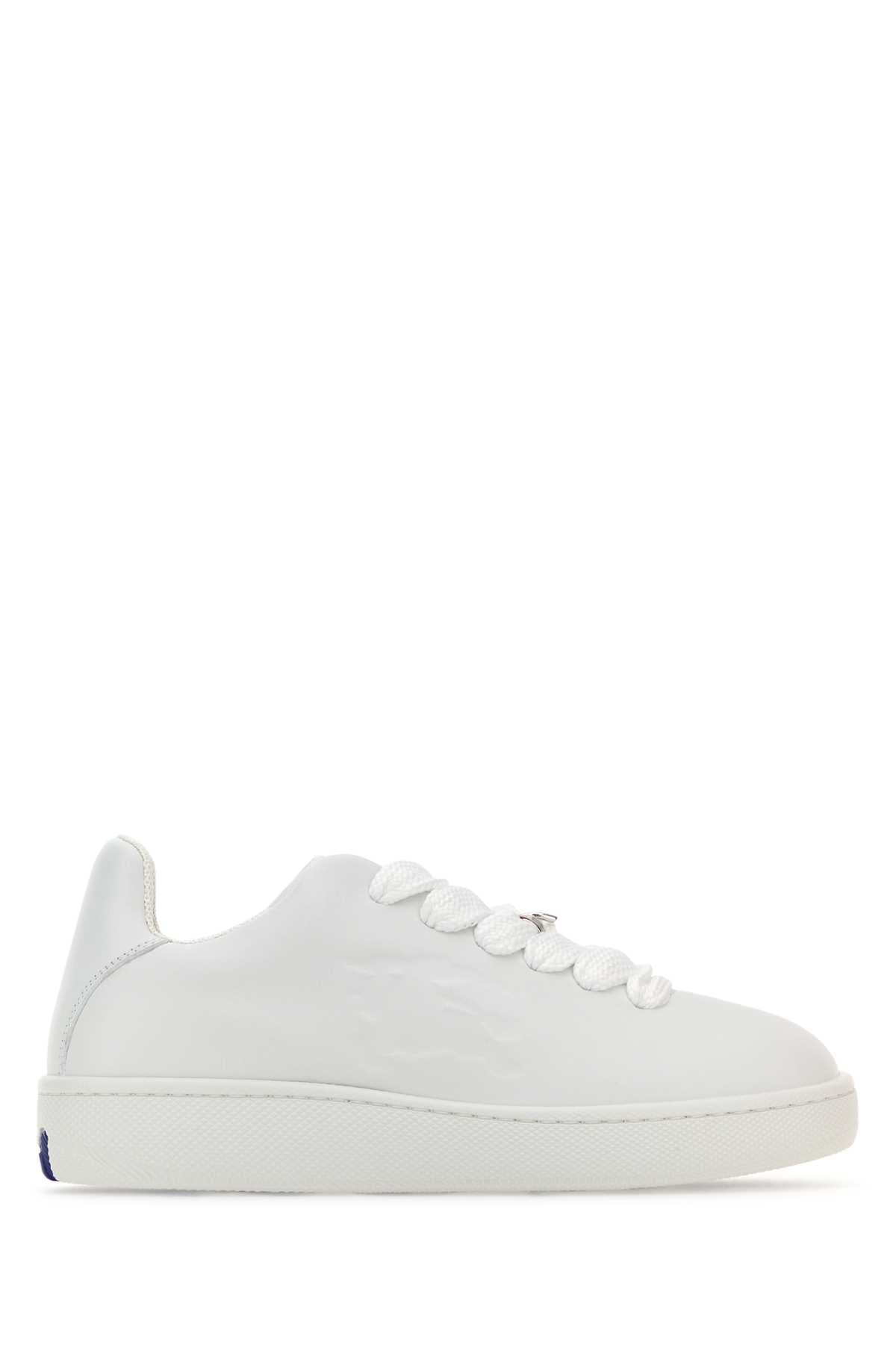 Burberry Women White Leather Box Sneakers by Luosophy