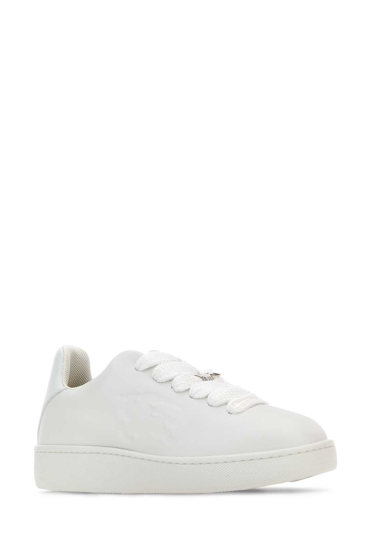 Burberry Women White Leather Box Sneakers by Luosophy