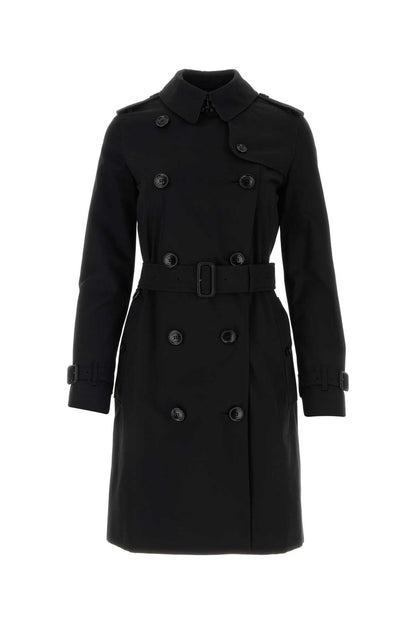 Burberry Women Black Gabardine Trench Coat by Luosophy