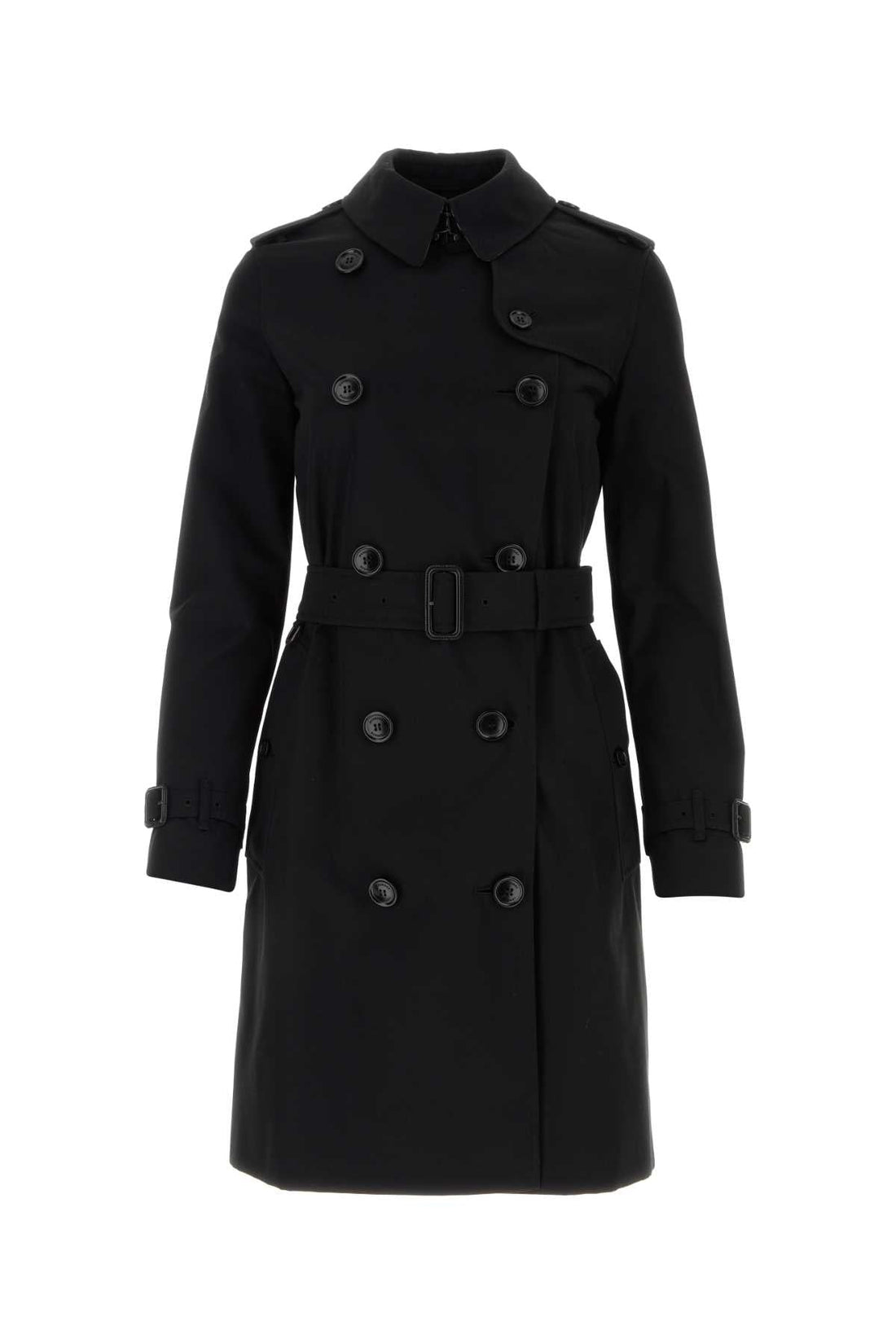 Burberry Women Black Gabardine Trench Coat by Luosophy