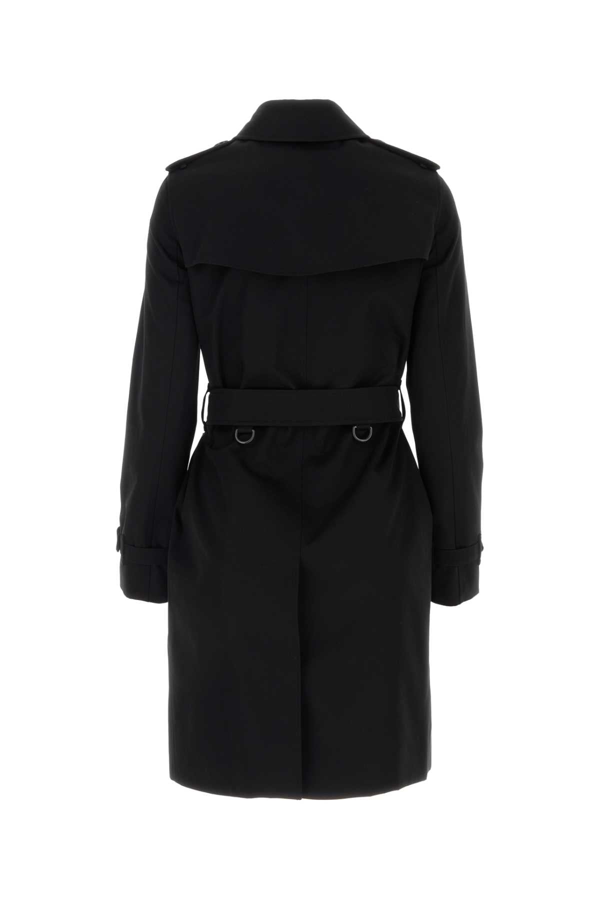 Burberry Women Black Gabardine Trench Coat by Luosophy