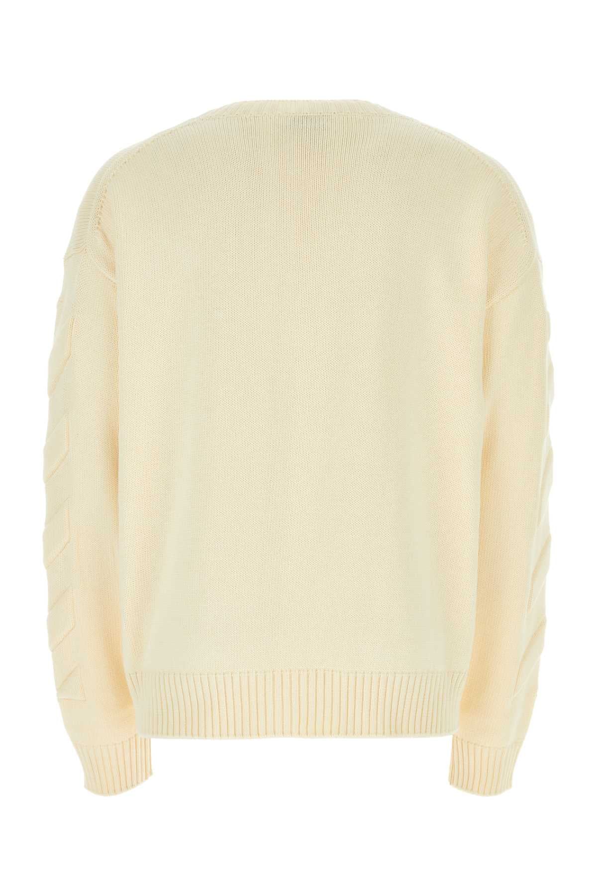 Off White Men Ivory Stretch Cotton Blend Oversize Sweater by Luosophy