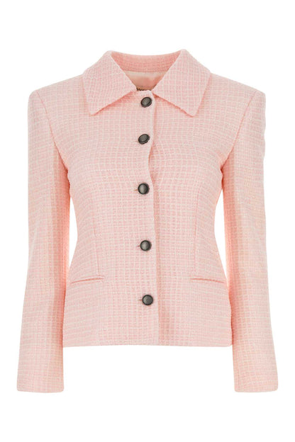 Alessandra Rich Women Light Pink Tweed Blazer by Luosophy