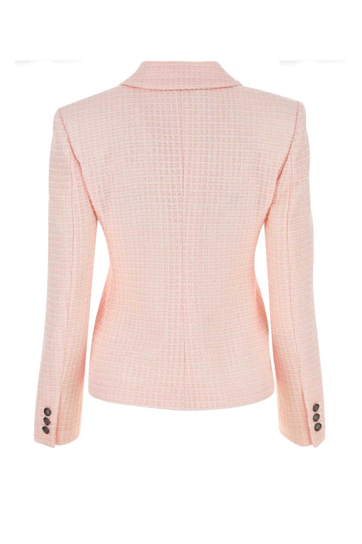 Alessandra Rich Women Light Pink Tweed Blazer by Luosophy