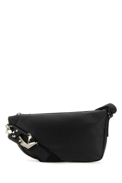 Burberry Men Black Leather Shield Crossbody Bag by Luosophy