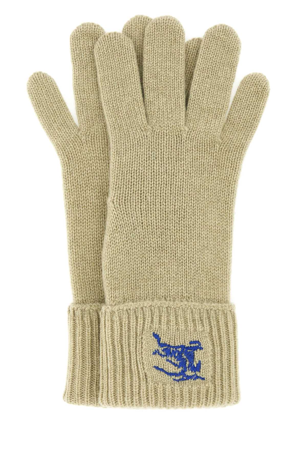 Burberry Women Khaki Cashmere Blend Gloves by Luosophy