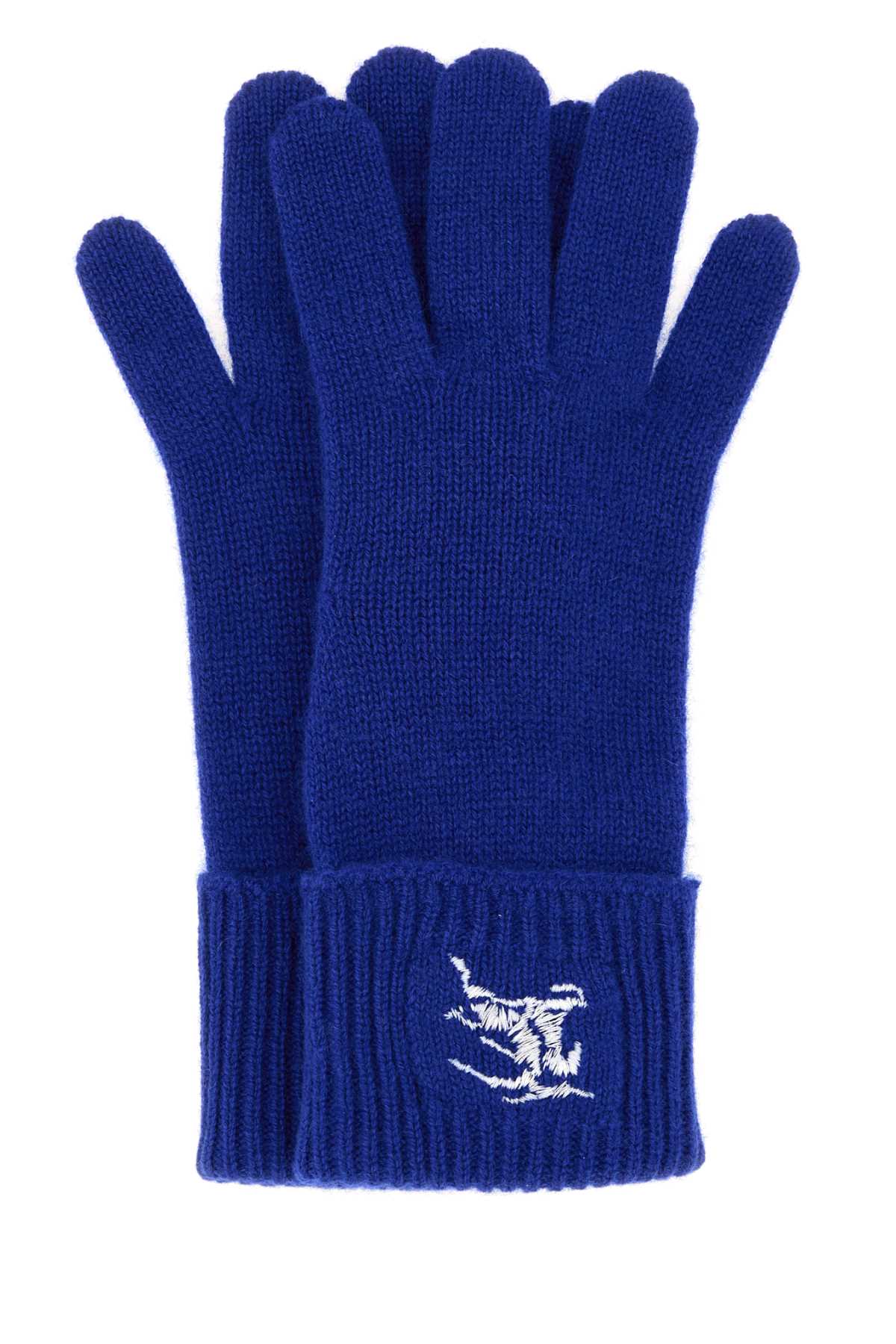 Burberry Women Electric Blue Cashmere Blend Gloves by Luosophy
