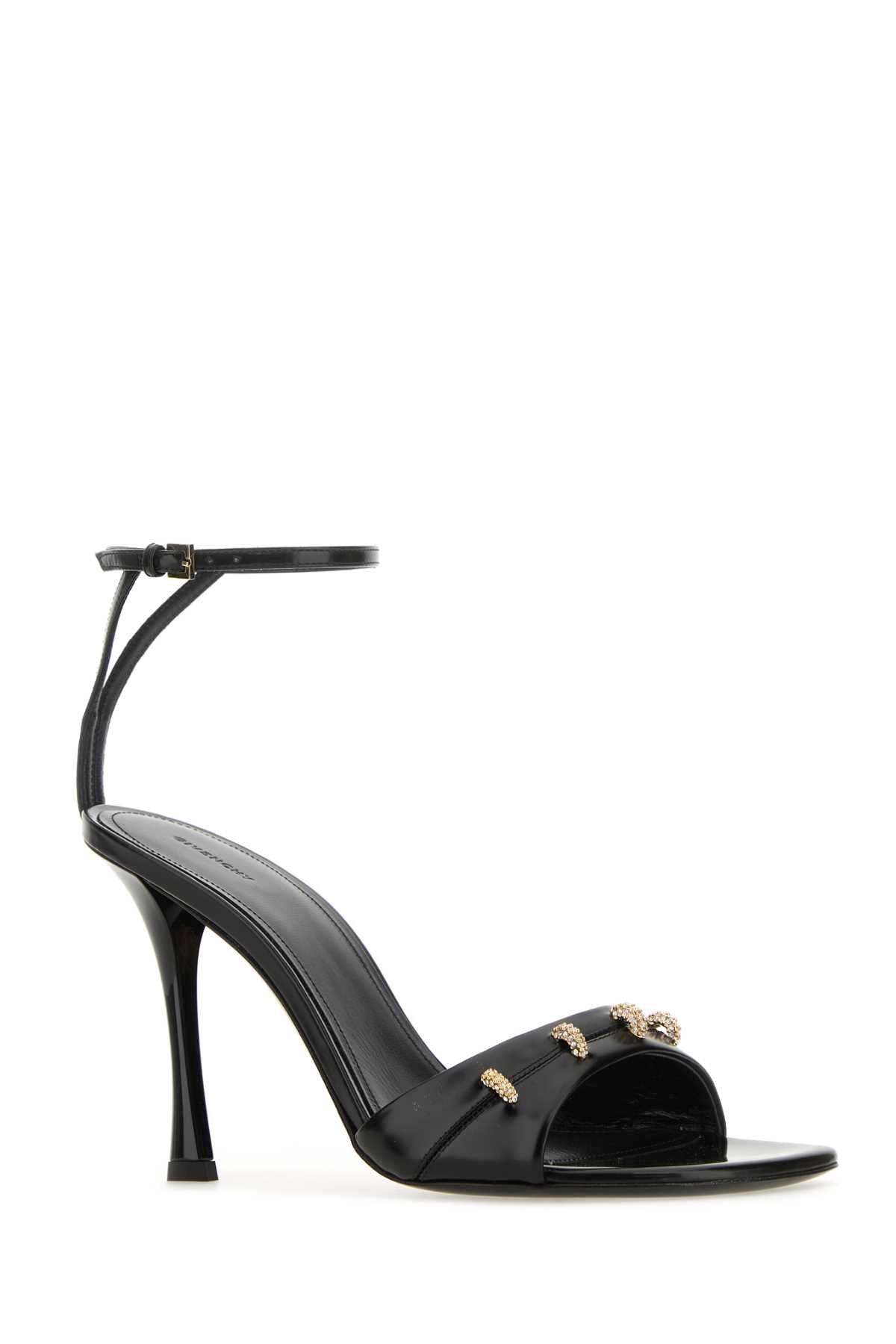 Givenchy Women Black Leather Stitch Sandals by Luosophy