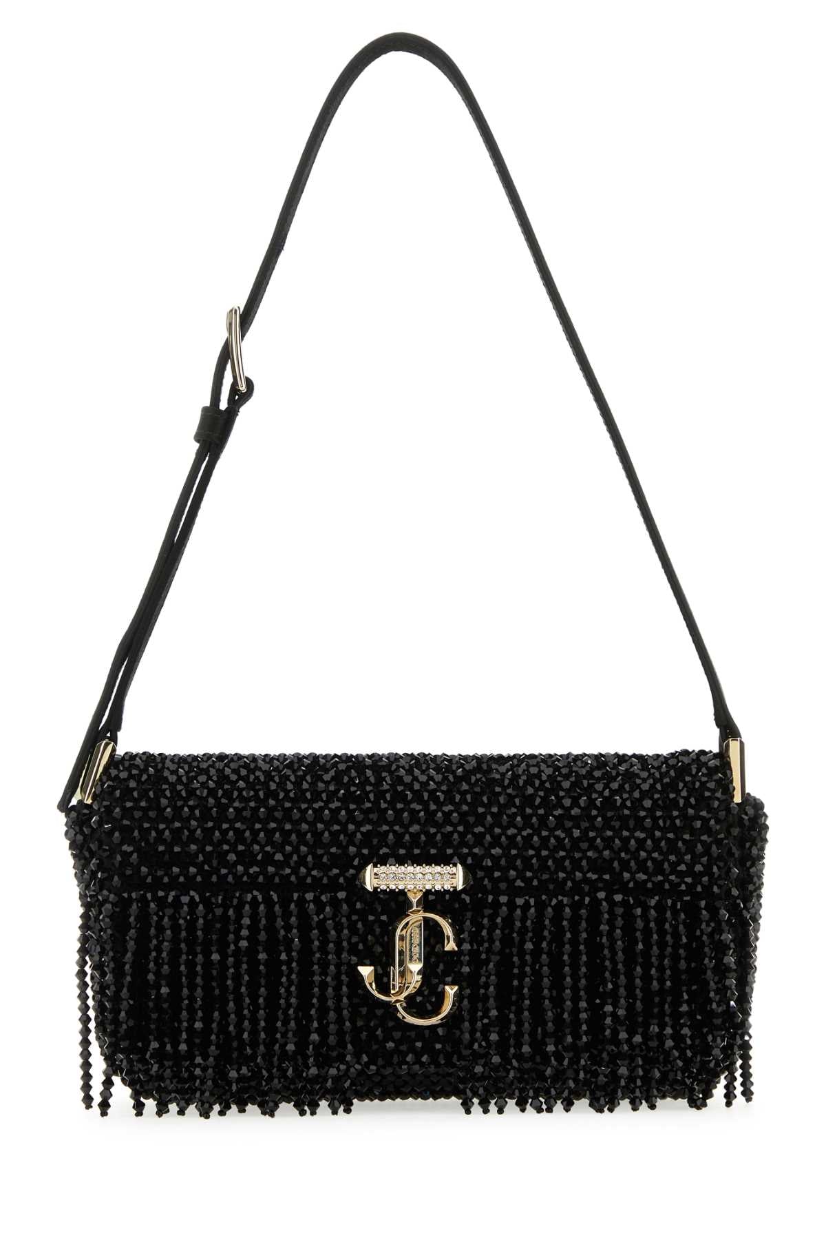 Jimmy Choo Women Black Satin Mini Avenue Shoulder Bag by Luosophy