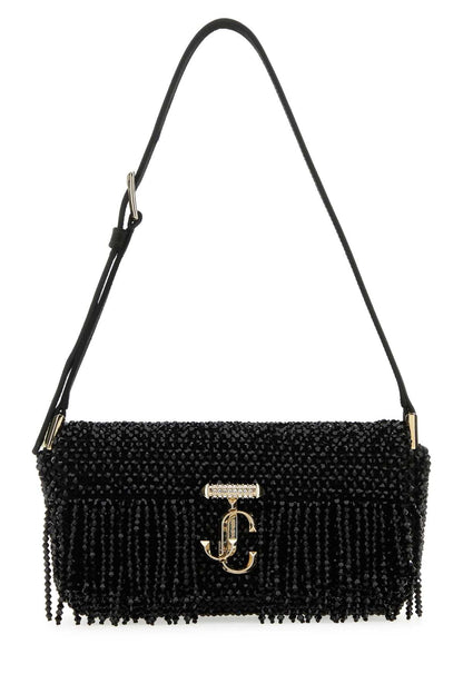 Jimmy Choo Women Black Satin Mini Avenue Shoulder Bag by Luosophy