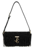 Jimmy Choo Women Black Satin Mini Avenue Shoulder Bag by Luosophy
