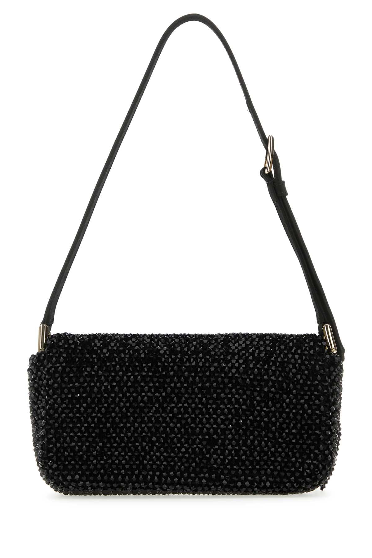 Jimmy Choo Women Black Satin Mini Avenue Shoulder Bag by Luosophy