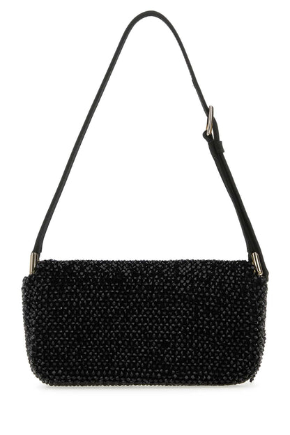 Jimmy Choo Women Black Satin Mini Avenue Shoulder Bag by Luosophy