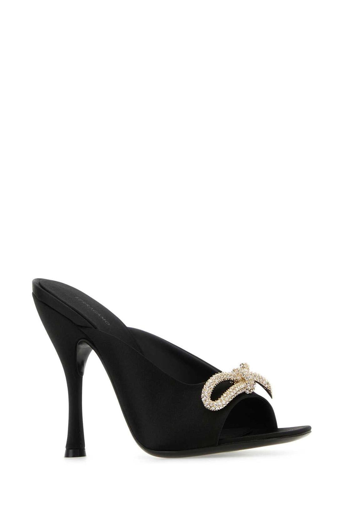 Salvatore Ferragamo Women Black Satin Mules by Luosophy