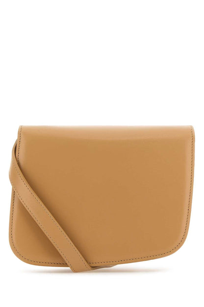 Salvatore Ferragamo Women Beige Leather Small Fiamma Crossbody Bag by Luosophy