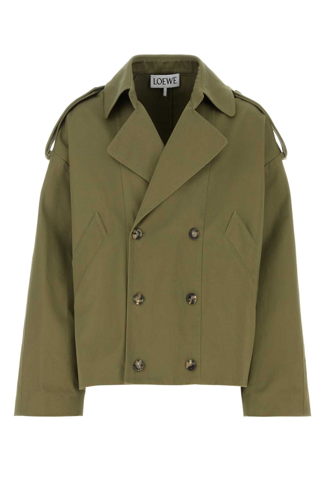 Loewe Men Green Cotton Trench Coat by Luosophy