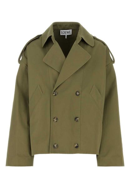 Loewe Men Green Cotton Trench Coat by Luosophy
