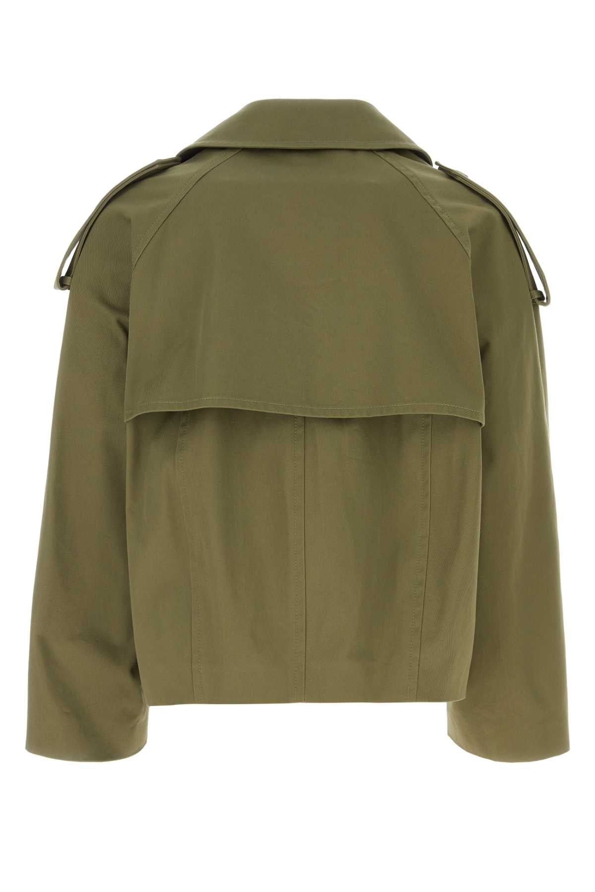 Loewe Men Green Cotton Trench Coat by Luosophy