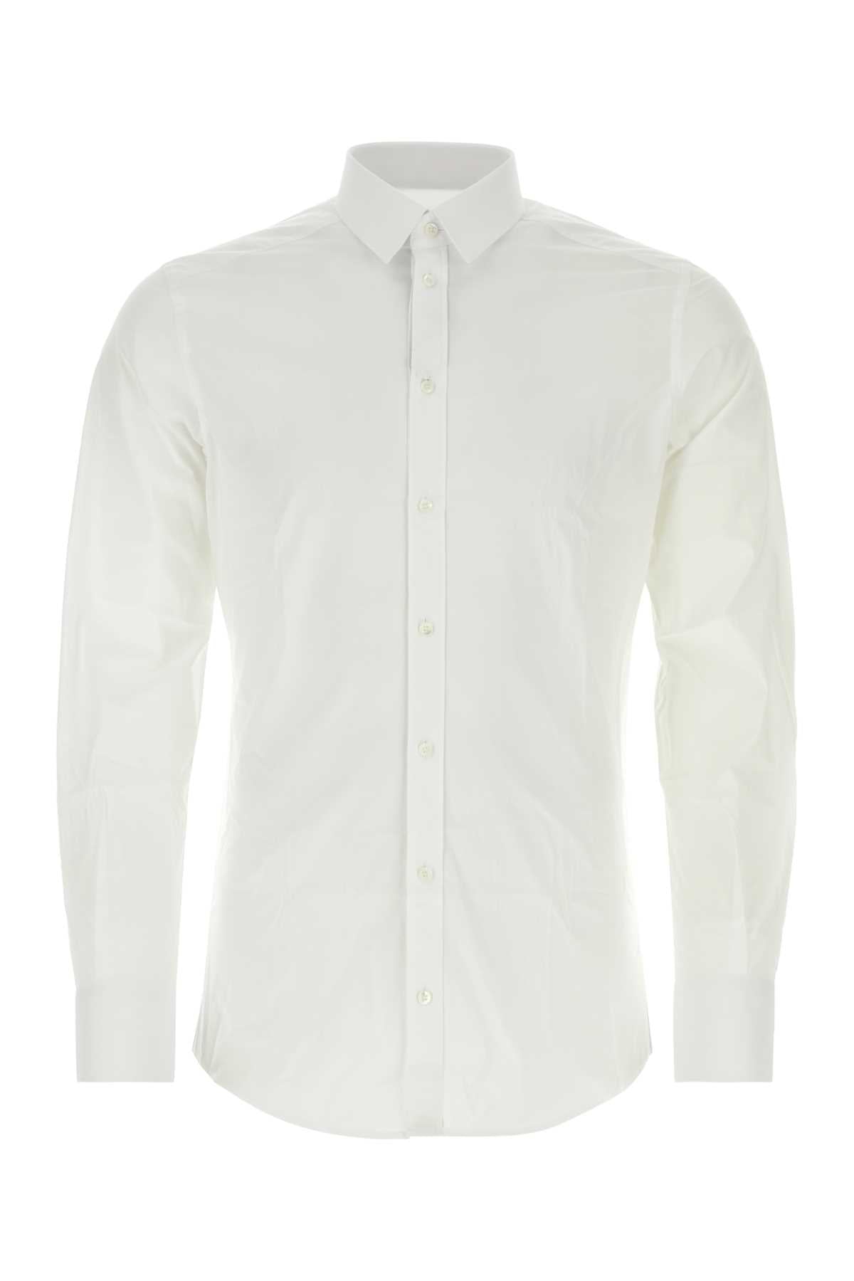 Dolce &amp; Gabbana Men White Stretch Poplin Shirt