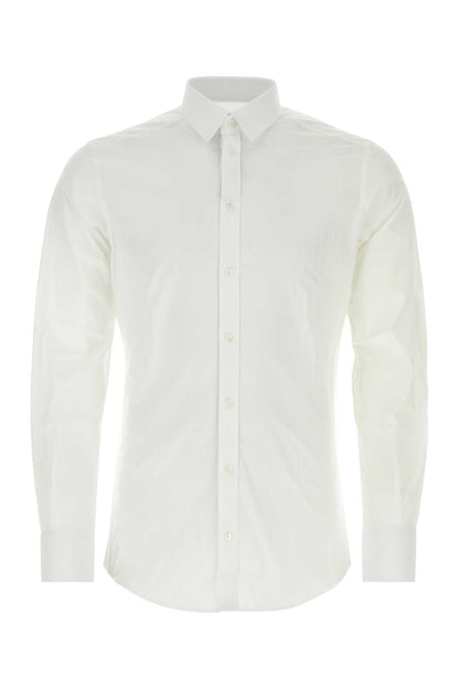 Dolce &amp; Gabbana Men White Stretch Poplin Shirt