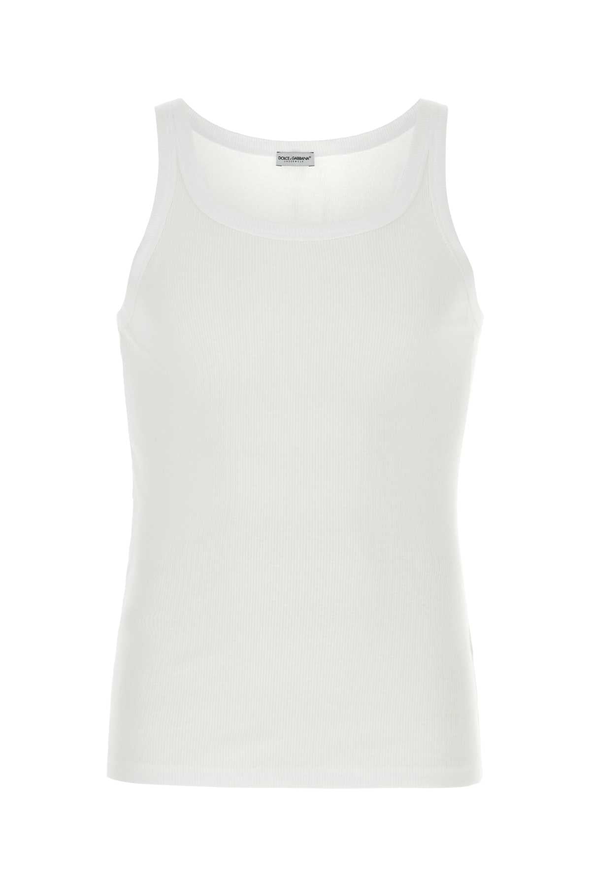 Dolce &amp; Gabbana Men White Cotton Marcello Tank Top by Luosophy