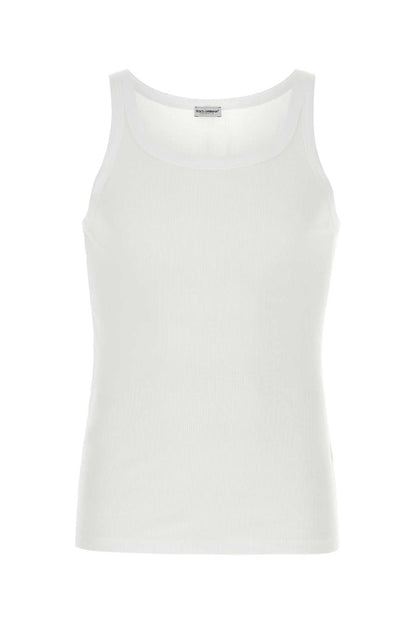 Dolce &amp; Gabbana Men White Cotton Marcello Tank Top by Luosophy