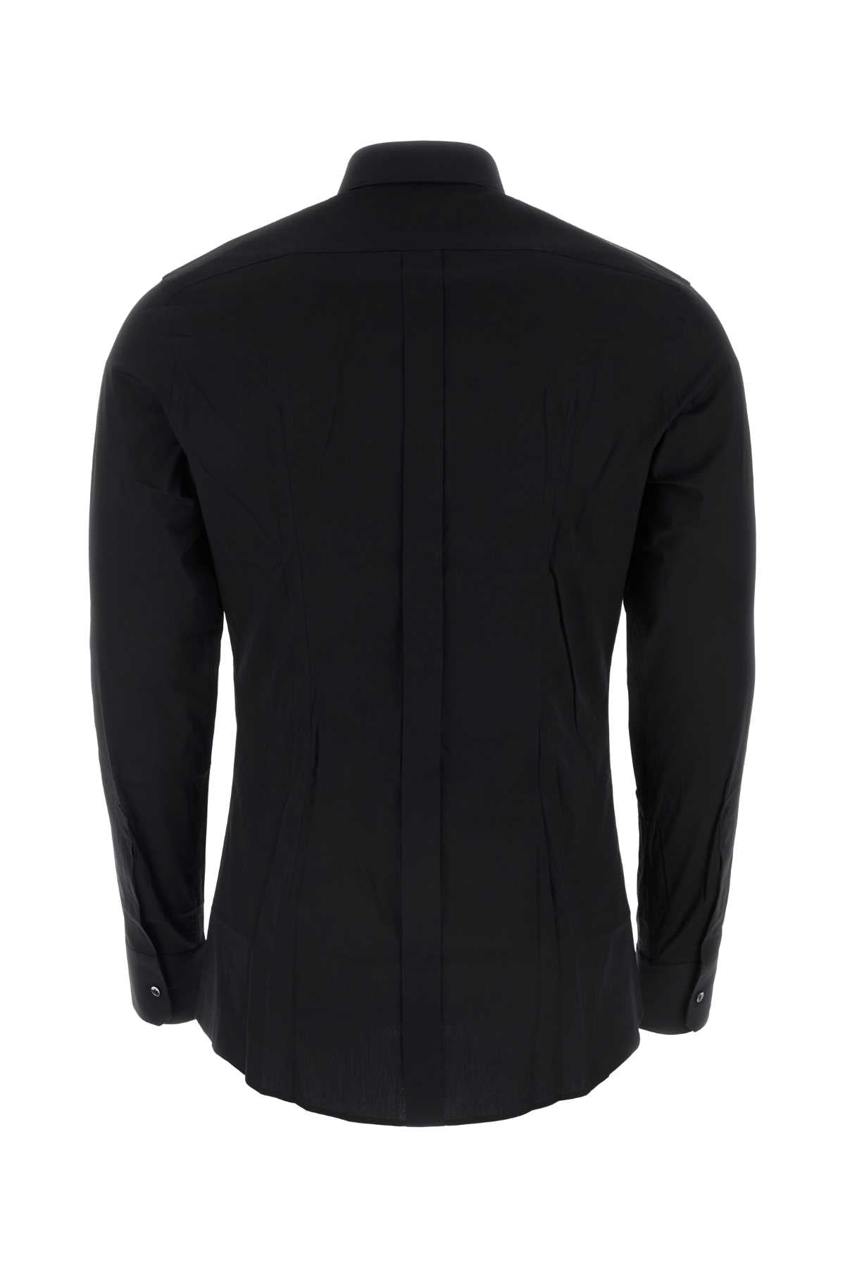 Dolce &amp; Gabbana Men Black Stretch Poplin Shirt