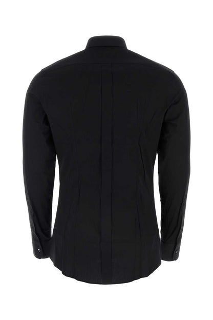 Dolce &amp; Gabbana Men Black Stretch Poplin Shirt
