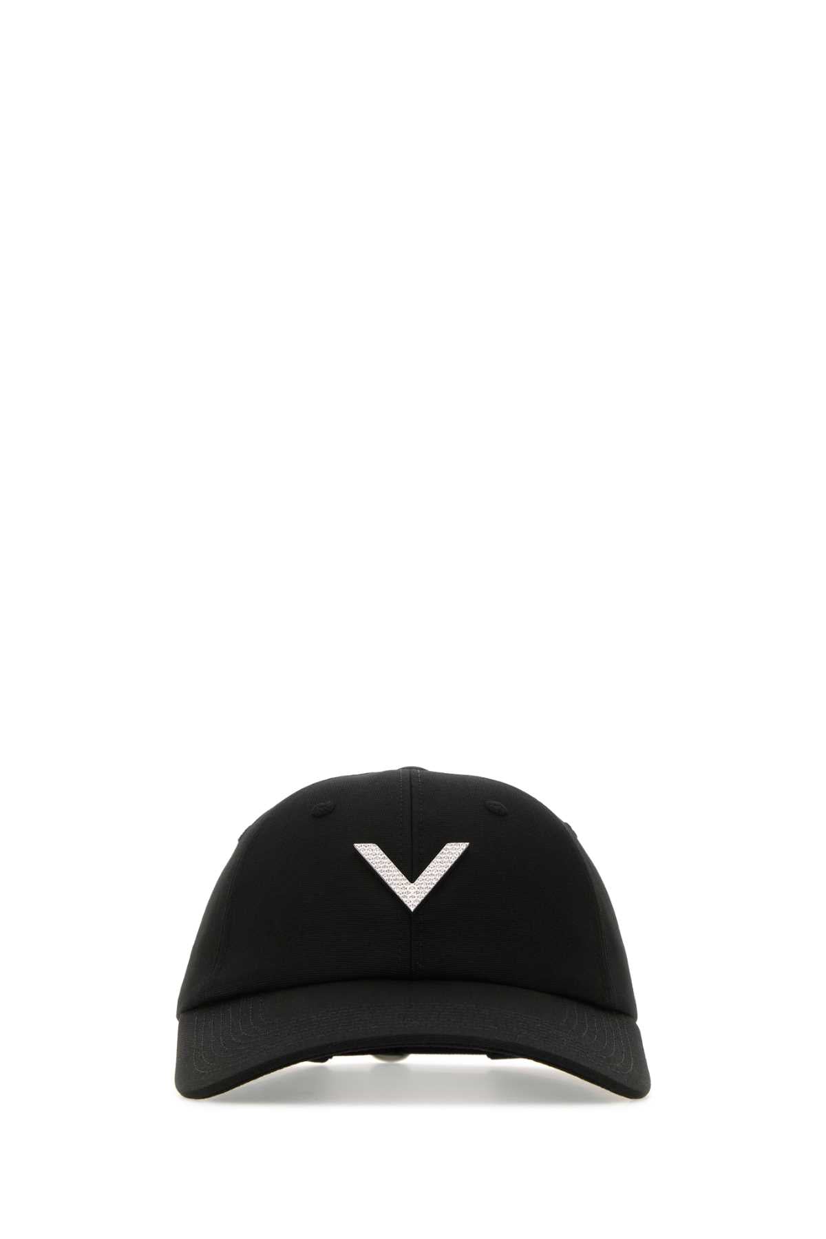 Valentino Garavani Women Black Stretch Cotton Baseball Cap by Luosophy