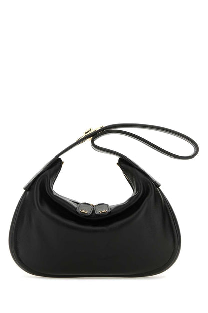 Valentino Garavani Women Black Nappa Leather Small Go-Hobo Shoulder Bag by Luosophy